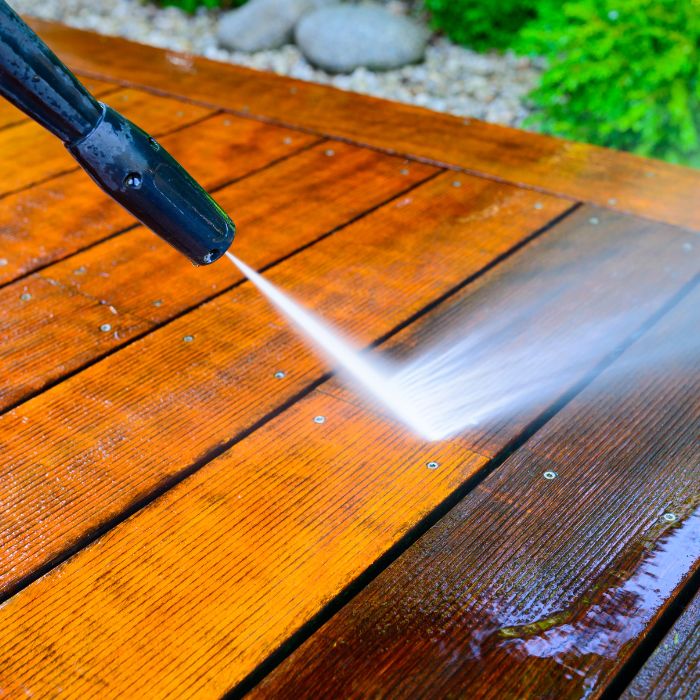 pressure washing wooden deck at property chesapeake va