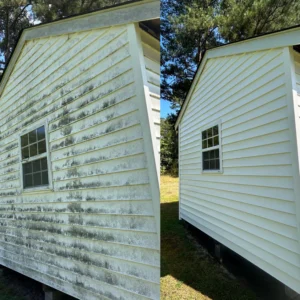 before and after cleaning of residential house siding chesapeake va